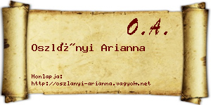 Oszlányi Arianna névjegykártya